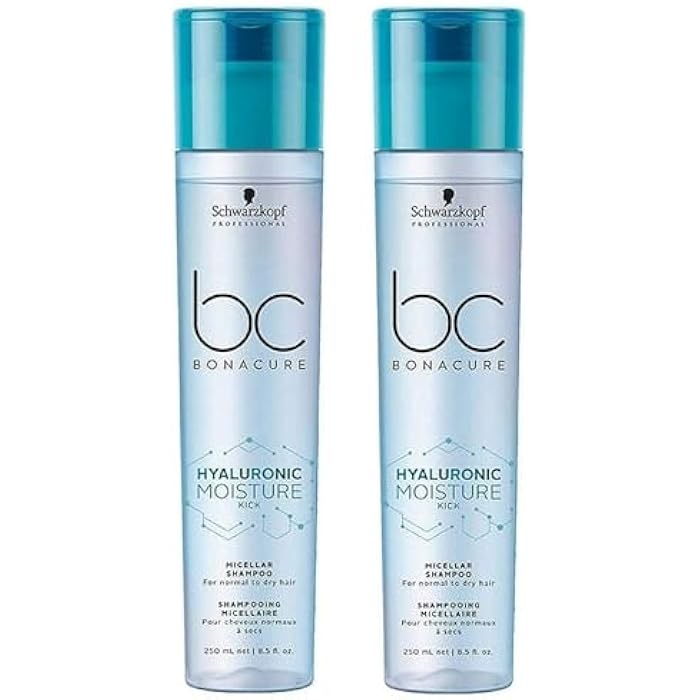 Schwarzkopf Professional Hyaluronic Moisture Kick Micellar Shampoo Bonacure for Normal and Dry Hair 250 ml = 500 ml each 2 pcs - Image 1